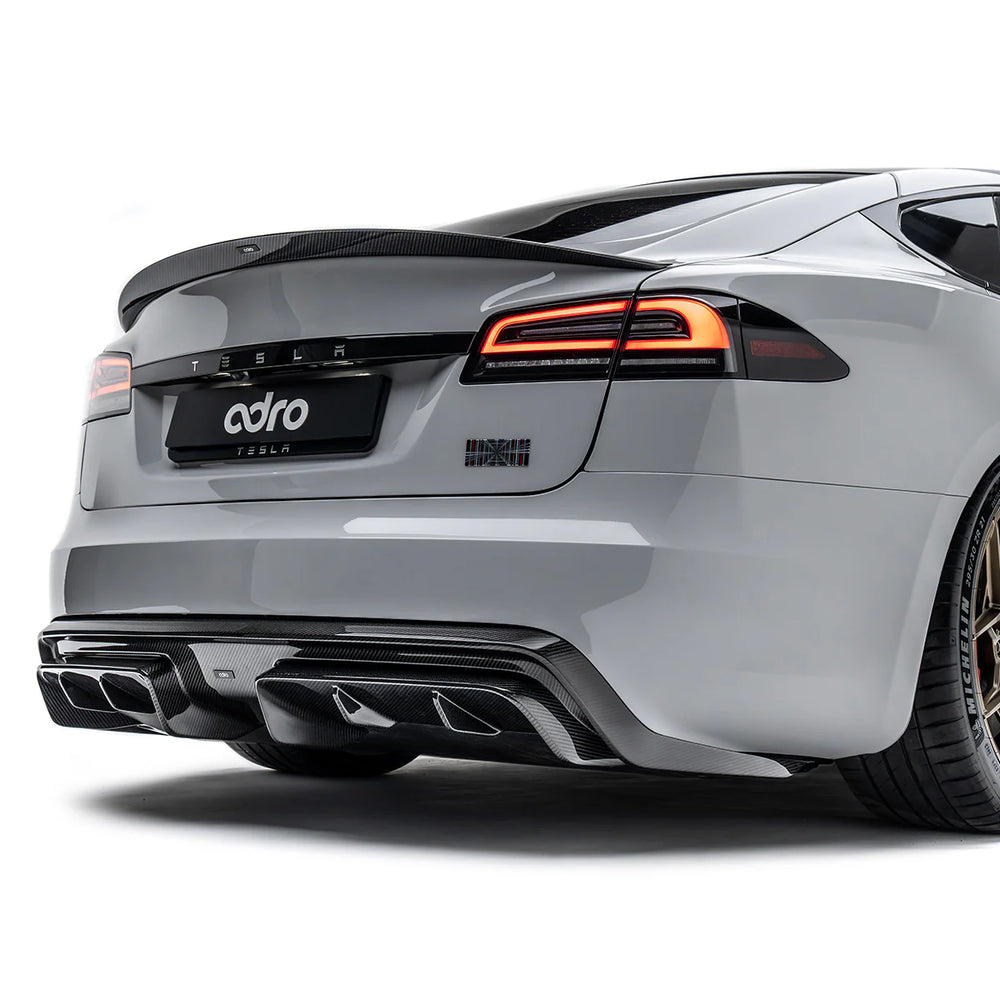 Tesla Model S Plaid Facelift II Pre-Preg Carbon Fibre Rear Diffuser by Adro (2021+)