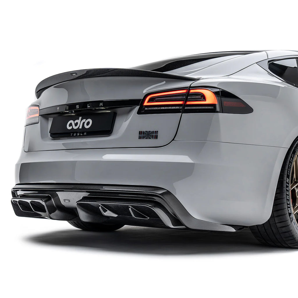 Difusor trasero de fibra de carbono Pre-Preg para Tesla Model S Plaid Facelift II por Adro (2021+)