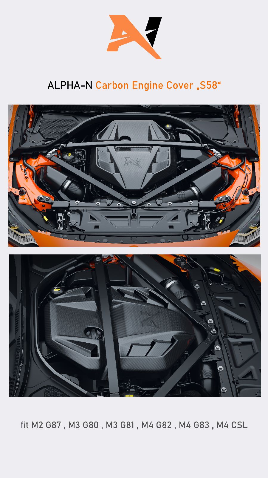 BMW M2 G87 Carbon Fibre Engine Cover by Alpha-N (2023+), Front Hood, Alpha-N - AUTOID | Premium Automotive Accessories