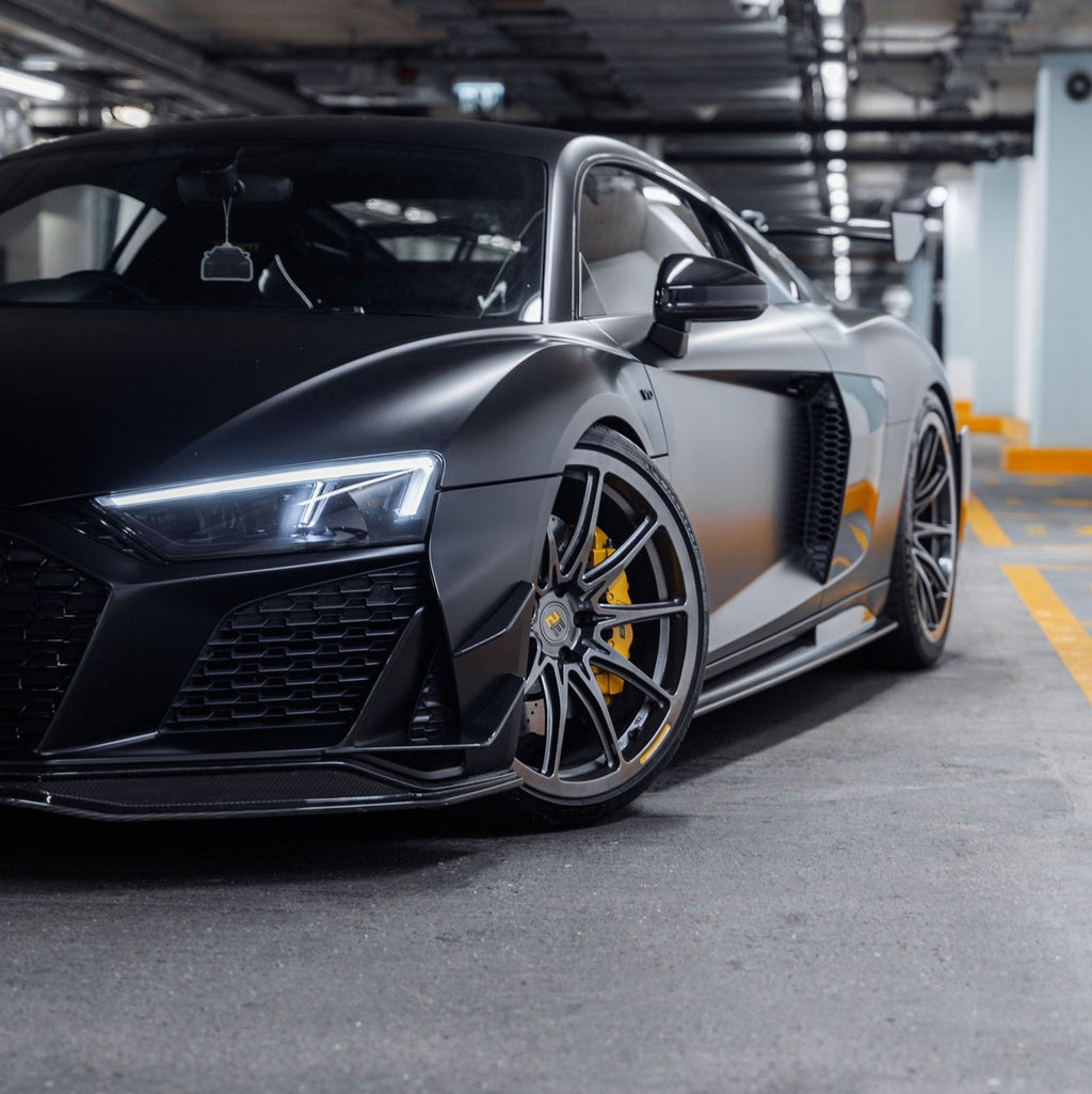 Audi R8 4S Facelift LCI Pre-Preg Carbon Fibre Front Bumper Canards by FORM (2021-2024) - AUTOID® - Bumper Inserts & Trim - FORM Industries