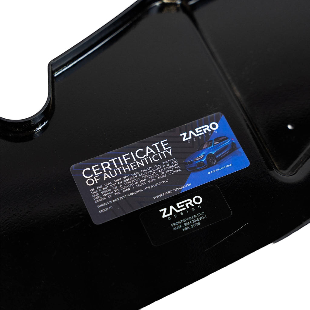 BMW 1 Series F20 Pre-LCI EVO-1 Gloss Black Front Splitter by ZAERO (2011-2015) - AUTOID® - Front Lips & Splitters - Zaero Design