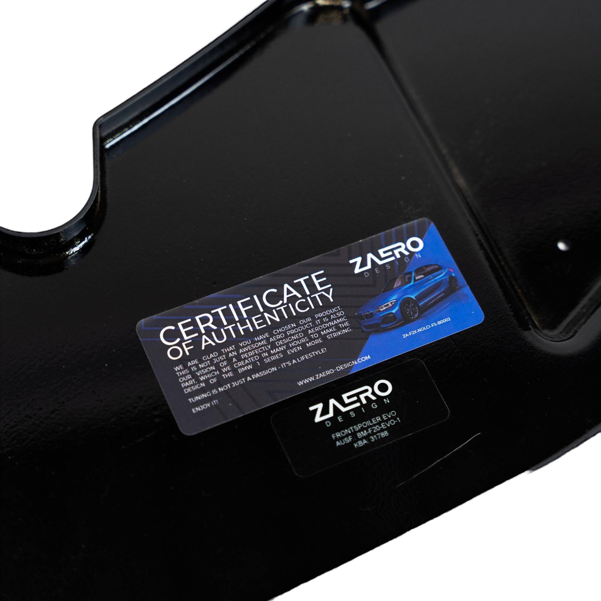BMW 1 Series F20 Pre-LCI EVO-1 Gloss Black Front Splitter by ZAERO (2011-2015) - AUTOID® - Front Lips & Splitters - Zaero Design