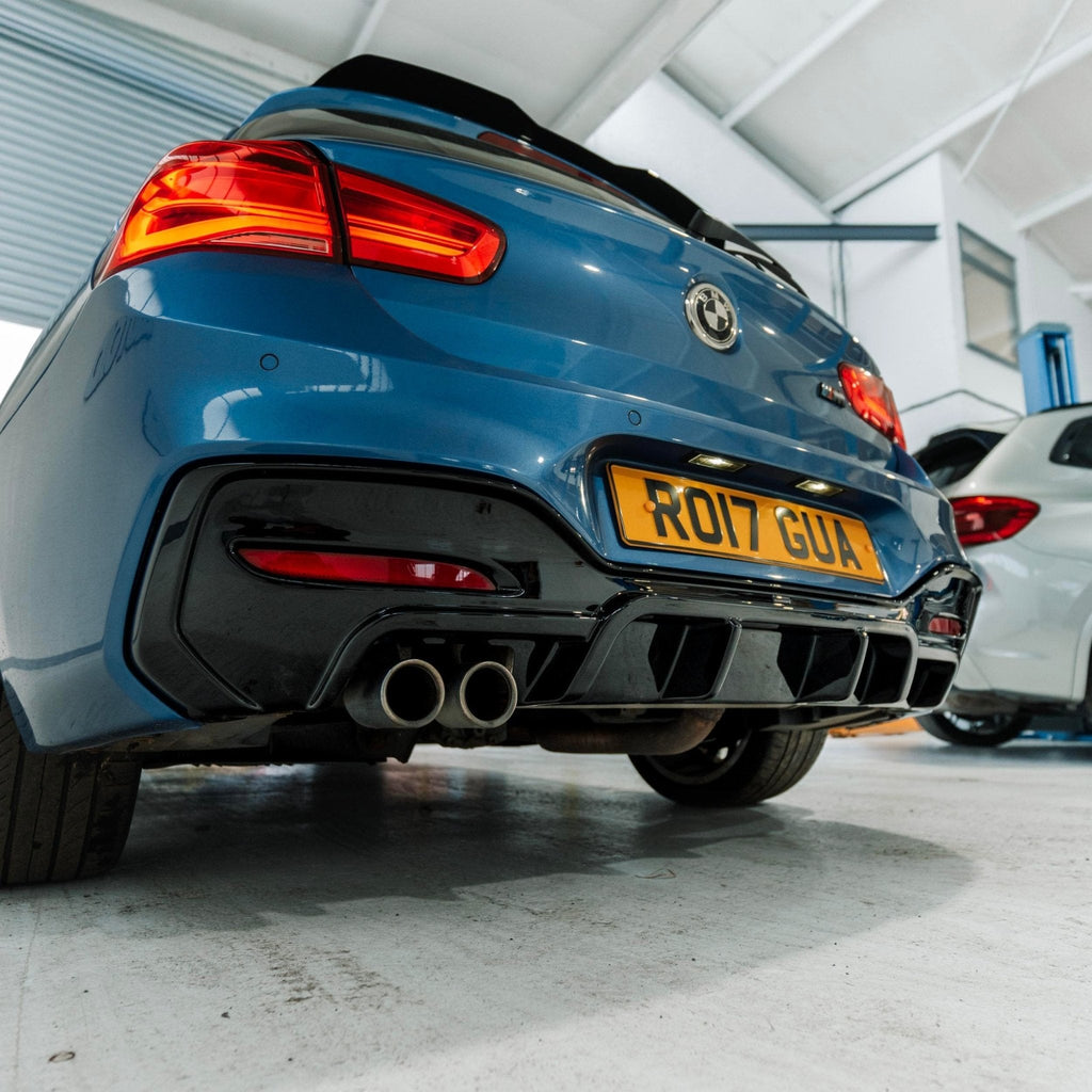 BMW 1 Series M Sport F20 F21 LCI Single Exit (118i 120i 120d 125i) EVO-1 Gloss Black Rear Diffuser by ZAERO (2015-2019) - AUTOID® - Rear Diffusers - Zaero Design