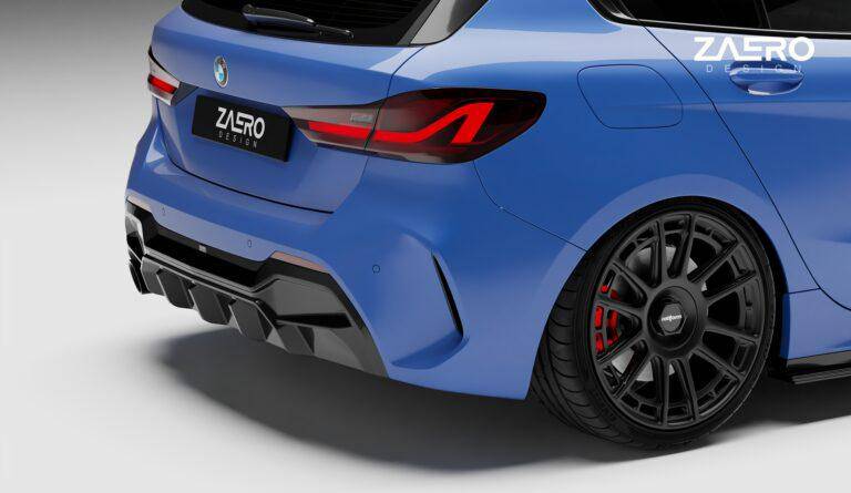 BMW 1 Series M Sport F40 Single Exit (116i 116d 118i 118d) EVO-1 Gloss Black Rear Diffuser by ZAERO (2019-2024) - AUTOID® - Rear Diffusers - Zaero Design