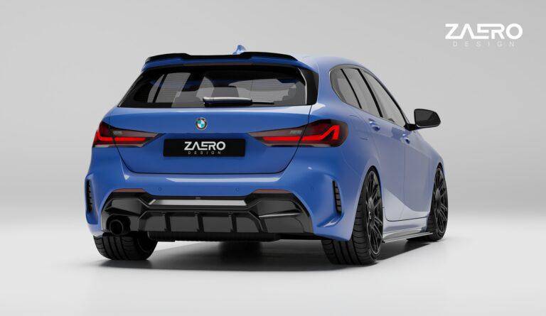 BMW 1 Series M Sport F40 Single Exit (116i 116d 118i 118d) EVO-1 Gloss Black Rear Diffuser by ZAERO (2019-2024) - AUTOID® - Rear Diffusers - Zaero Design