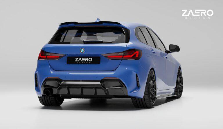 BMW 1 Series M Sport F40 Single Exit (116i 116d 118i 118d) EVO - 1 Gloss Black Rear Diffuser by ZAERO (2019+) - AUTOID - Rear Diffusers - Zaero Design