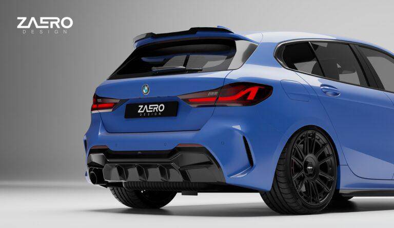 BMW 1 Series M Sport F40 Single Exit (116i 116d 118i 118d) EVO - 1 Gloss Black Rear Diffuser by ZAERO (2019+) - AUTOID - Rear Diffusers - Zaero Design