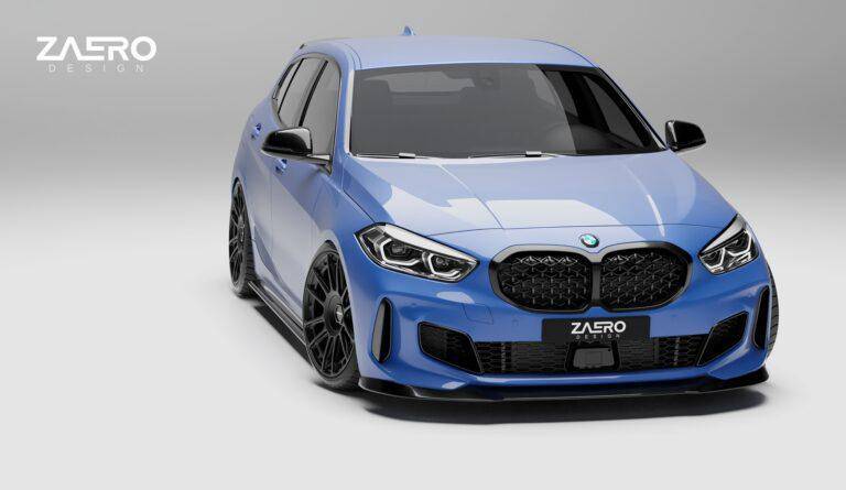 BMW 1 Series M Sport & M135i F40 EVO-1 Gloss Black Front Splitter by ZAERO (2019-2024) - AUTOID® - Front Lips & Splitters - Zaero Design