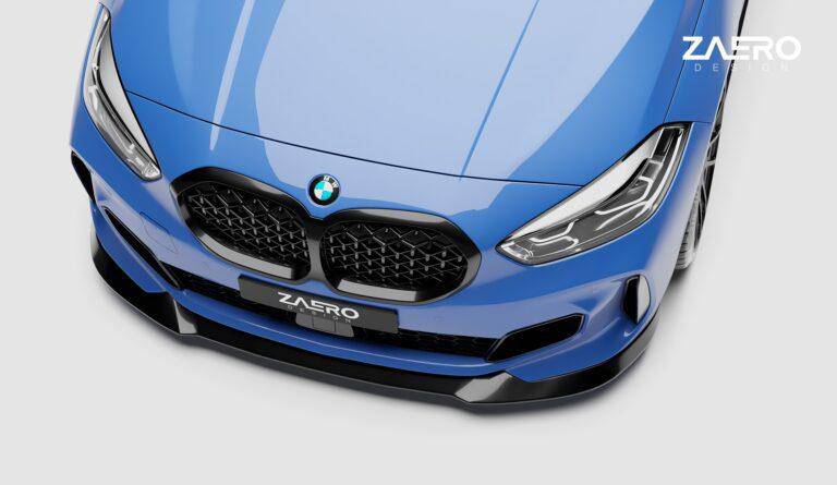 BMW 1 Series M Sport & M135i F40 EVO-1 Gloss Black Front Splitter by ZAERO (2019-2024) - AUTOID® - Front Lips & Splitters - Zaero Design