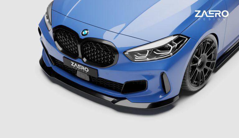 BMW 1 Series M Sport & M135i F40 EVO-1 Gloss Black Front Splitter by ZAERO (2019-2024) - AUTOID® - Front Lips & Splitters - Zaero Design