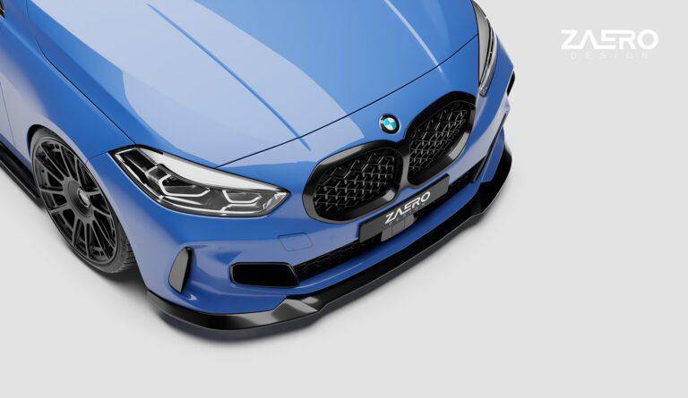 BMW 1 Series M Sport & M135i F40 EVO-1 Gloss Black Front Splitter by ZAERO (2019-2024) - AUTOID® - Front Lips & Splitters - Zaero Design
