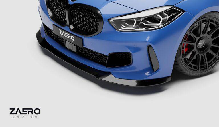 BMW 1 Series M Sport & M135i F40 EVO-1 Gloss Black Front Splitter by ZAERO  (2019+)