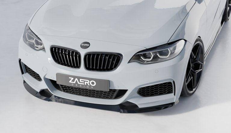 BMW 2 Series, M235i & M240i F22 F23 EVO - 1 Gloss Black Front Splitter by ZAERO (2014 - 2019) - AUTOID - Front Lips & Splitters - Zaero Design