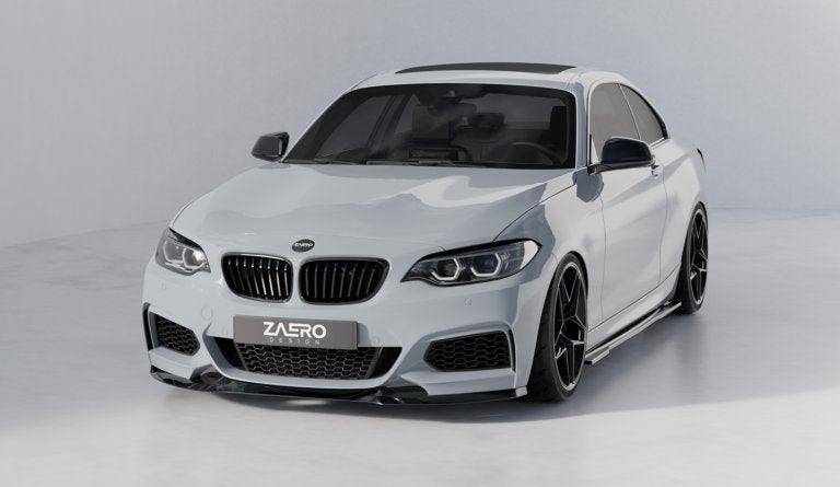 BMW 2 Series, M235i & M240i F22 F23 EVO-1 Gloss Black Front Splitter by ZAERO (2014-2019) - AUTOID® - Front Lips & Splitters - Zaero Design