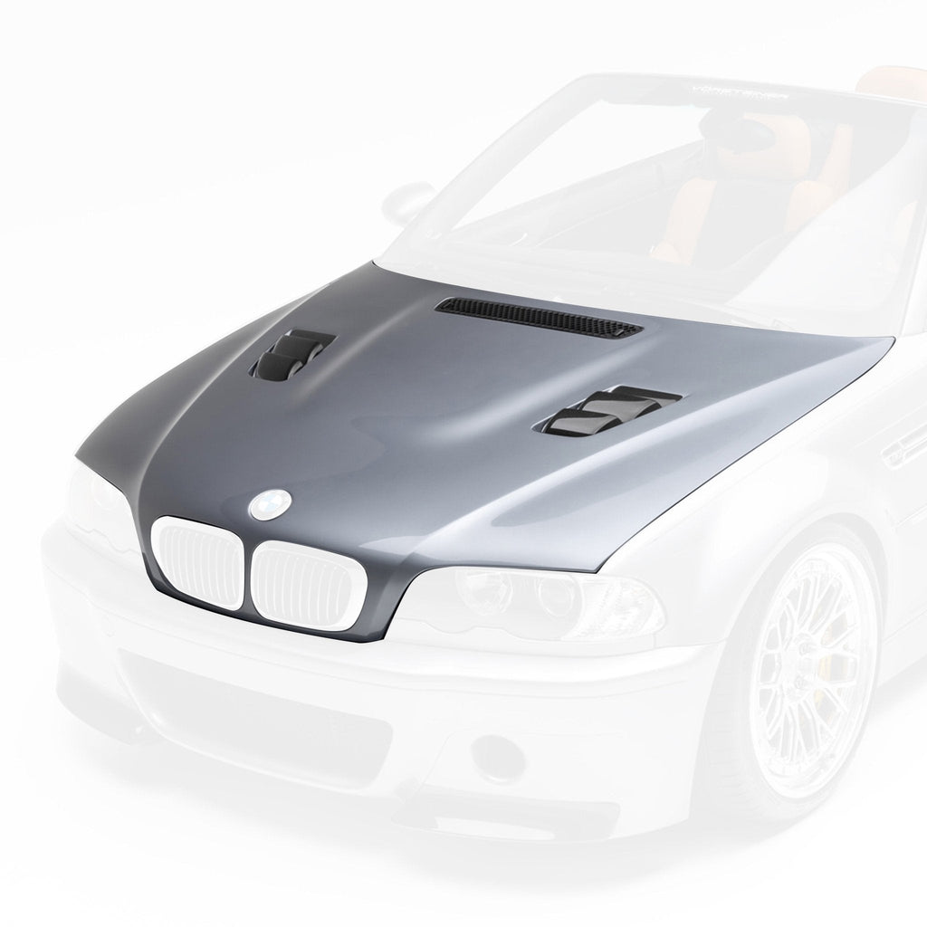 BMW E46 M3 V20 Aero Hood Carbon Fiber by Vorsteiner - AUTOID® - Front Hood - Vorsteiner