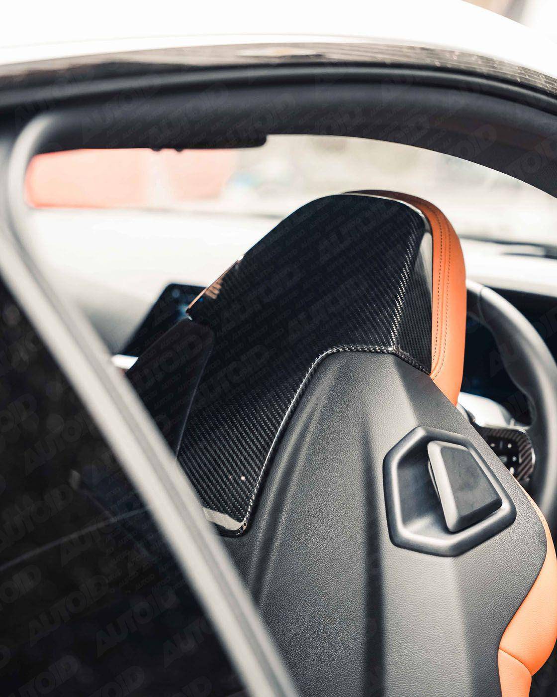 BMW G Series Pre-Preg Carbon Fibre Seat Back Cover by TRE (2018+, F9X G8X), Dashboard & Decorative Trim, TRE - AUTOID | Premium Automotive Accessories