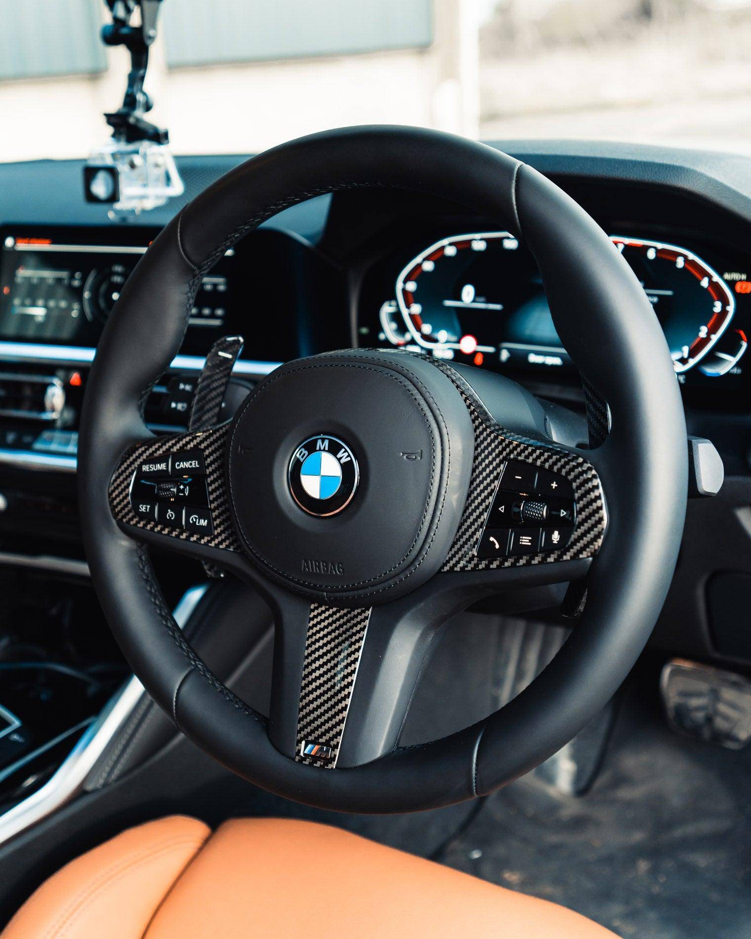BMW M Sport Pre-Preg Carbon Fibre Steering Wheel Trim by FORM (2018-2024) - AUTOID® - Steering Wheel Trim - FORM Industries