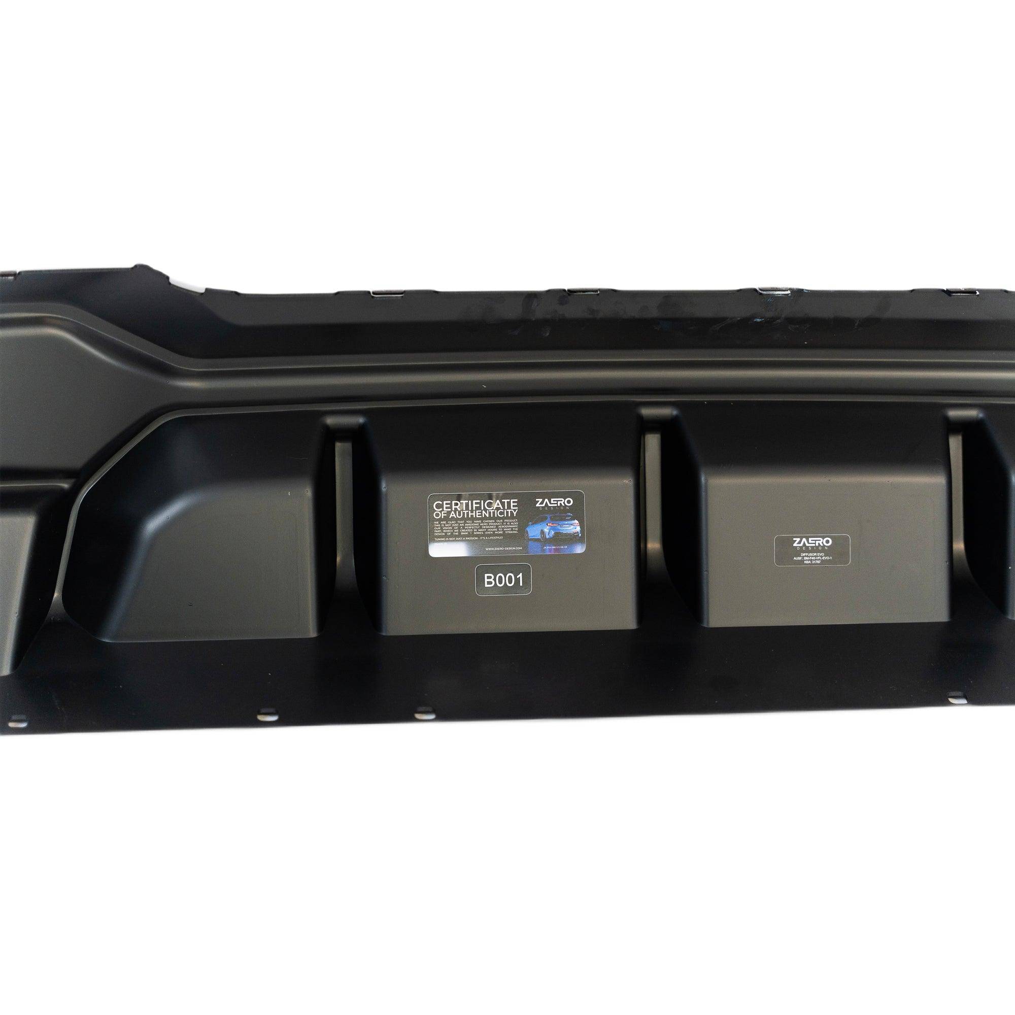 BMW M135i & 1 Series Dual Exit (128ti, 120d, 120i) F40 EVO-1 Gloss Black Rear Diffuser by ZAERO (2019-2024) - AUTOID® - Rear Diffusers - Zaero Design