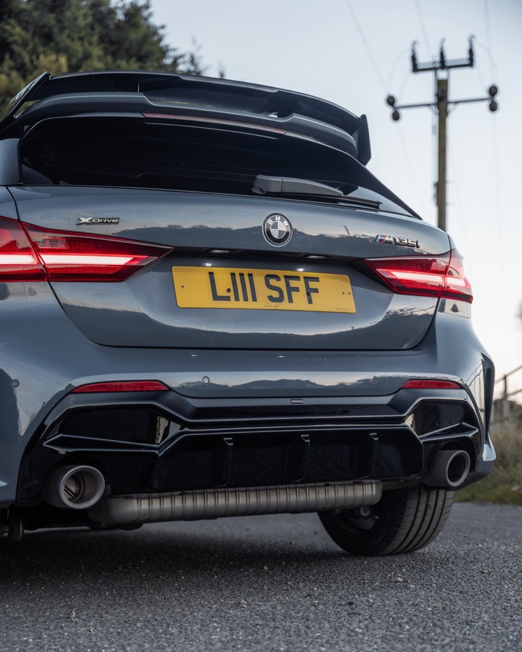 BMW M135i & 1 Series Dual Exit (128ti, 120d, 120i) F40 EVO-1 Gloss Black Rear Diffuser by ZAERO (2019-2024) - AUTOID® - Rear Diffusers - Zaero Design