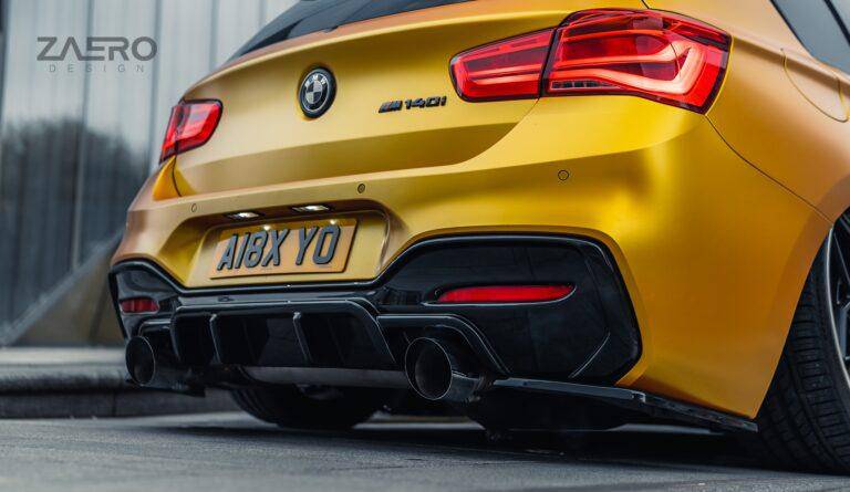 BMW M135i & M140i F20 F21 LCI EVO-1 Gloss Black Diffuser Side Spat Flap Extensions by ZAERO (2015-2019) - AUTOID® - Rear Diffusers - Zaero Design