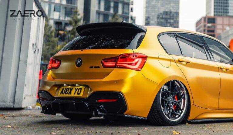 BMW M135i & M140i F20 F21 LCI EVO-1 Gloss Black Diffuser Side Spat Flap Extensions by ZAERO (2015-2019) - AUTOID® - Rear Diffusers - Zaero Design