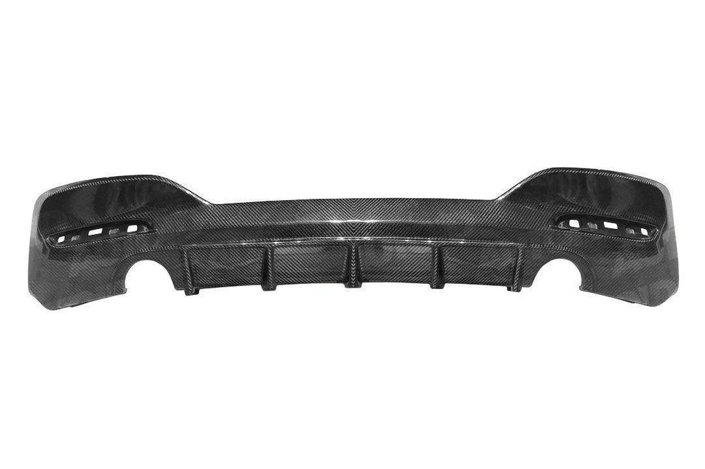 BMW F20 F21 M140i and M135i LCI carbon fibre performance rear diffuser fitted rear view