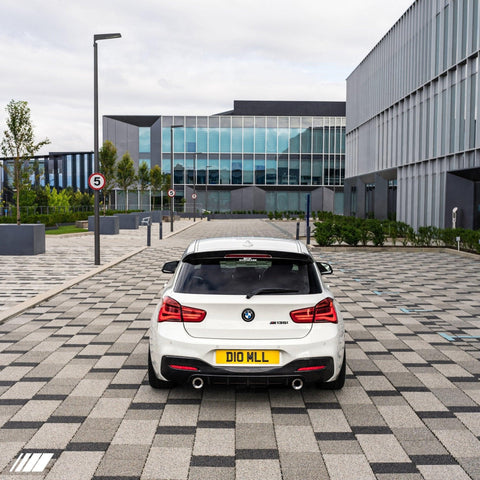 BMW F20 F21 M140i and M135i LCI carbon fibre performance rear diffuser underside detail