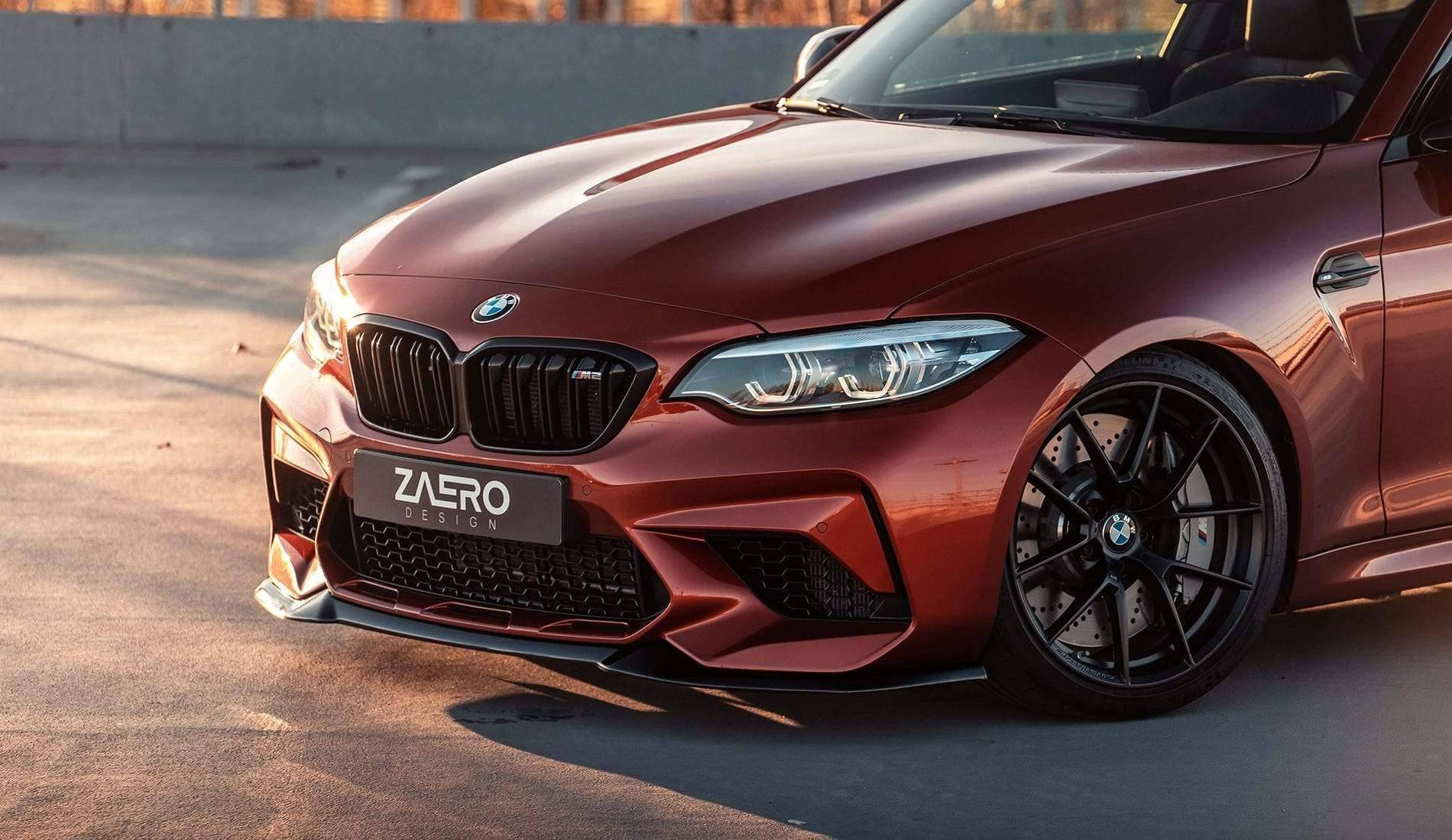 BMW M2 Competition F87 EVO - S Gloss Black Front Splitter by ZAERO (2018 - 2021) - AUTOID - Front Lips & Splitters - Zaero Design