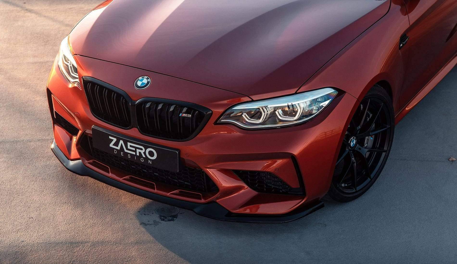 BMW M2 Competition F87 EVO - S Gloss Black Front Splitter by ZAERO (2018 - 2021) - AUTOID - Front Lips & Splitters - Zaero Design