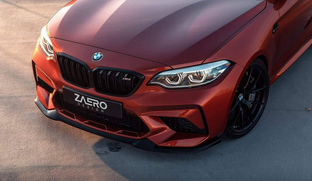 BMW M2 Competition F87 EVO-S Gloss Black Front Splitter by ZAERO (2018-2021) - AUTOID® - Front Lips & Splitters - Zaero Design