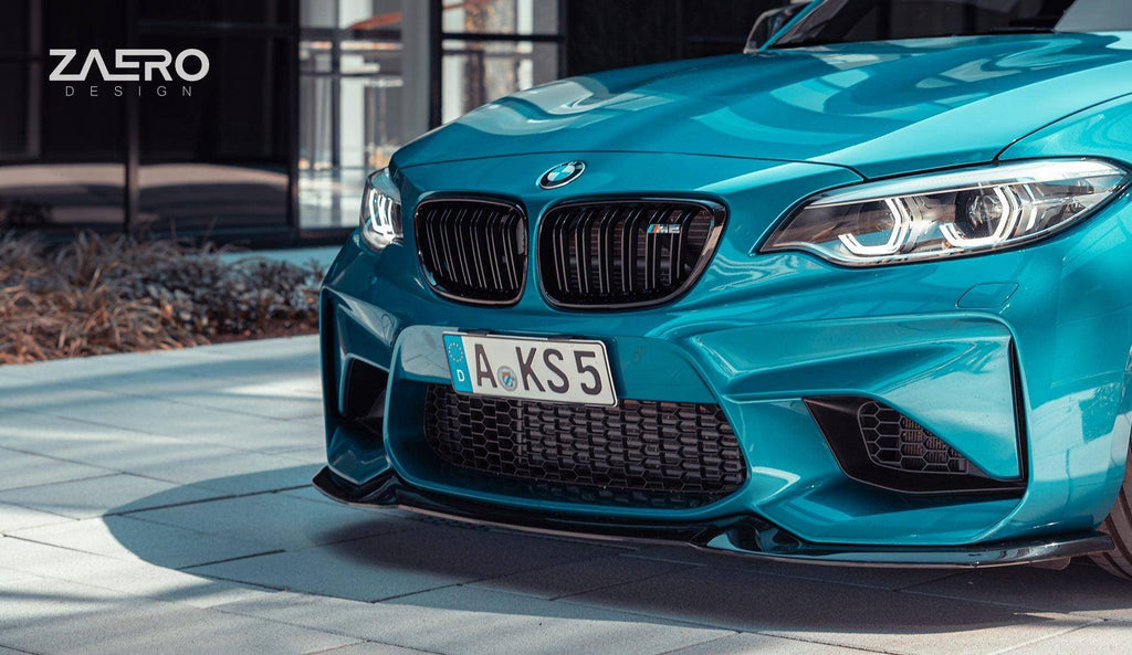 BMW M2 F87 EVO - S Gloss Black Front Splitter by ZAERO (2015 - 2018) - AUTOID - Front Lips & Splitters - Zaero Design