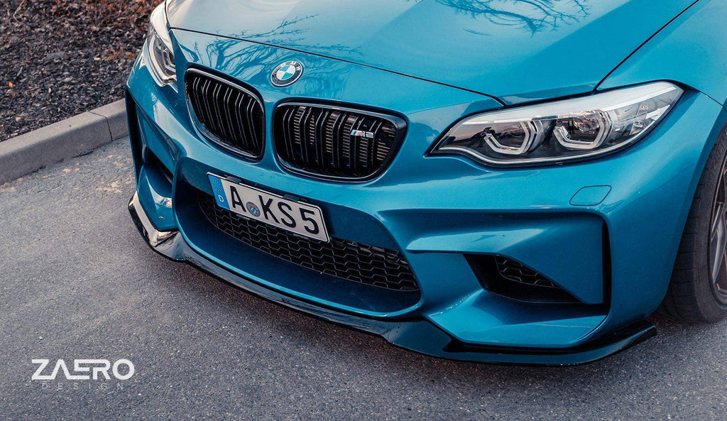 BMW M2 F87 EVO-S Gloss Black Front Splitter by ZAERO (2015-2018) - AUTOID® - Front Lips & Splitters - Zaero Design
