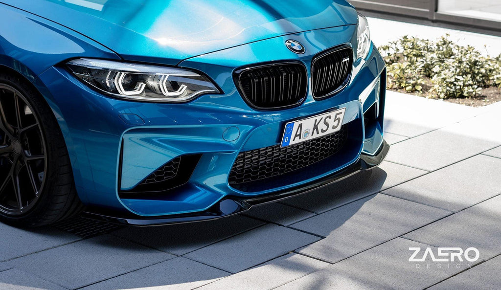 BMW M2 F87 EVO-S Gloss Black Front Splitter by ZAERO (2015-2018) - AUTOID® - Front Lips & Splitters - Zaero Design