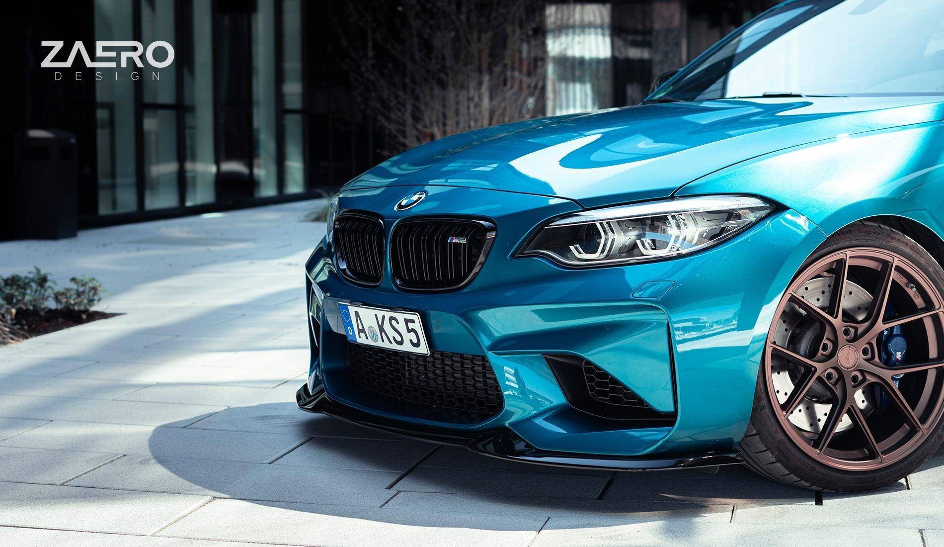 BMW M2 F87 EVO-S Gloss Black Front Splitter by ZAERO (2015-2018) - AUTOID® - Front Lips & Splitters - Zaero Design