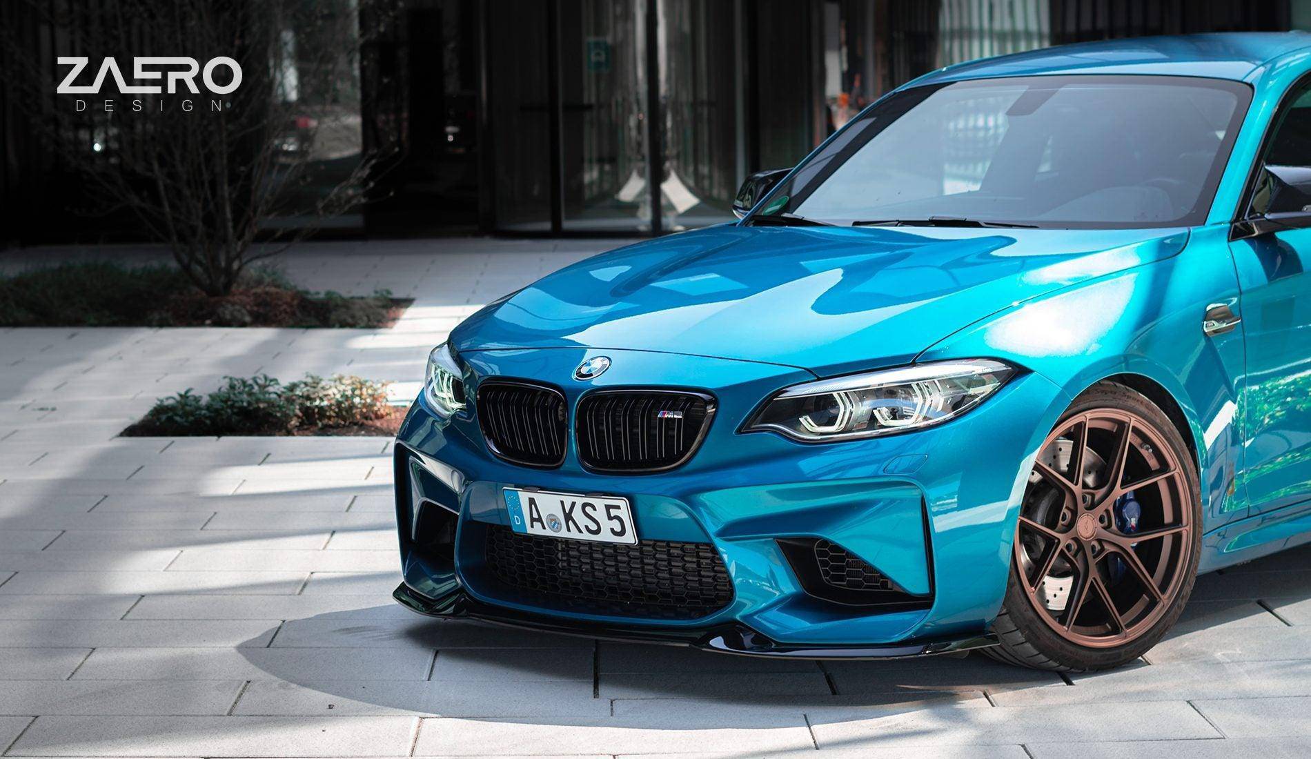 BMW M2 F87 EVO-S Gloss Black Front Splitter by ZAERO (2015-2018) - AUTOID® - Front Lips & Splitters - Zaero Design