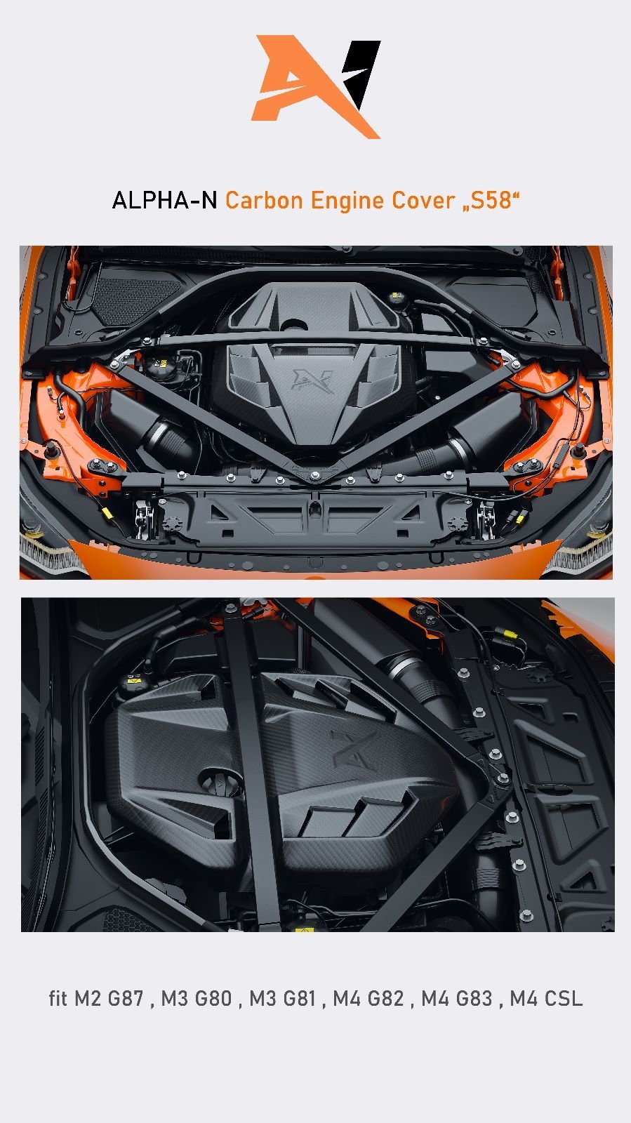 BMW M2 G87 Carbon Fibre Engine Cover by Alpha-N (2023+) - AUTOID® - Vehicle Dress Up Caps & Covers - Alpha-N
