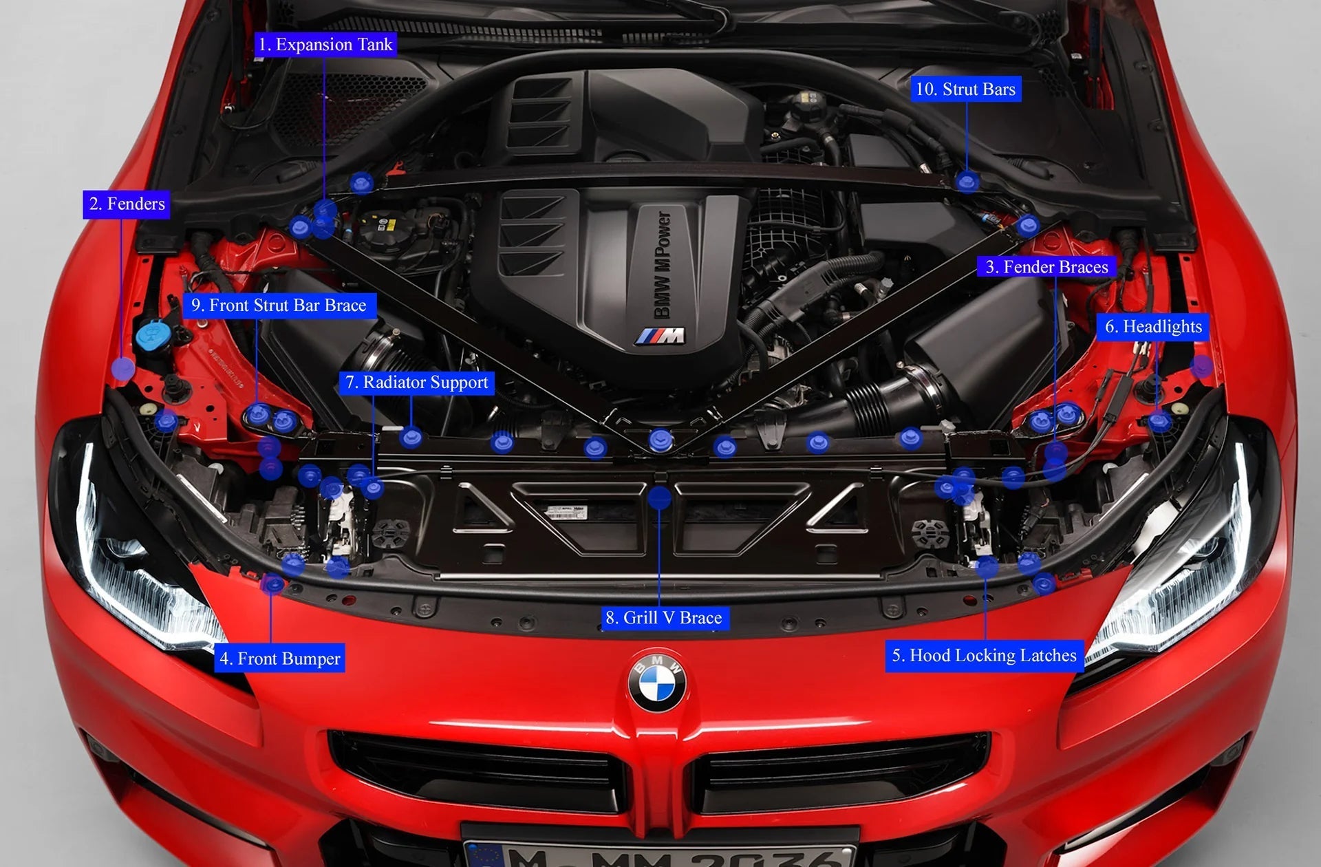 BMW M2 G87 Engine Dress Up Hardware by Downstar (2023+) - AUTOID® - Vehicle Dress Up Caps & Covers - Downstar