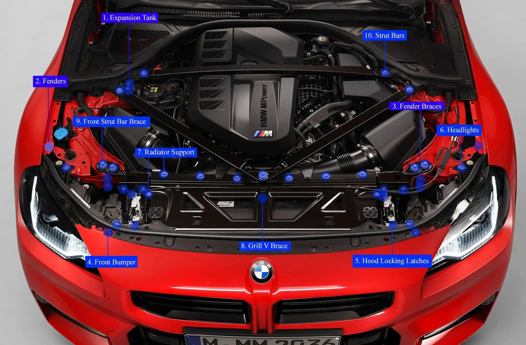 BMW M2 G87 Titanium Billet Engine Dress Up Hardware by Downstar (2023+) - AUTOID® - Vehicle Dress Up Caps & Covers - Downstar