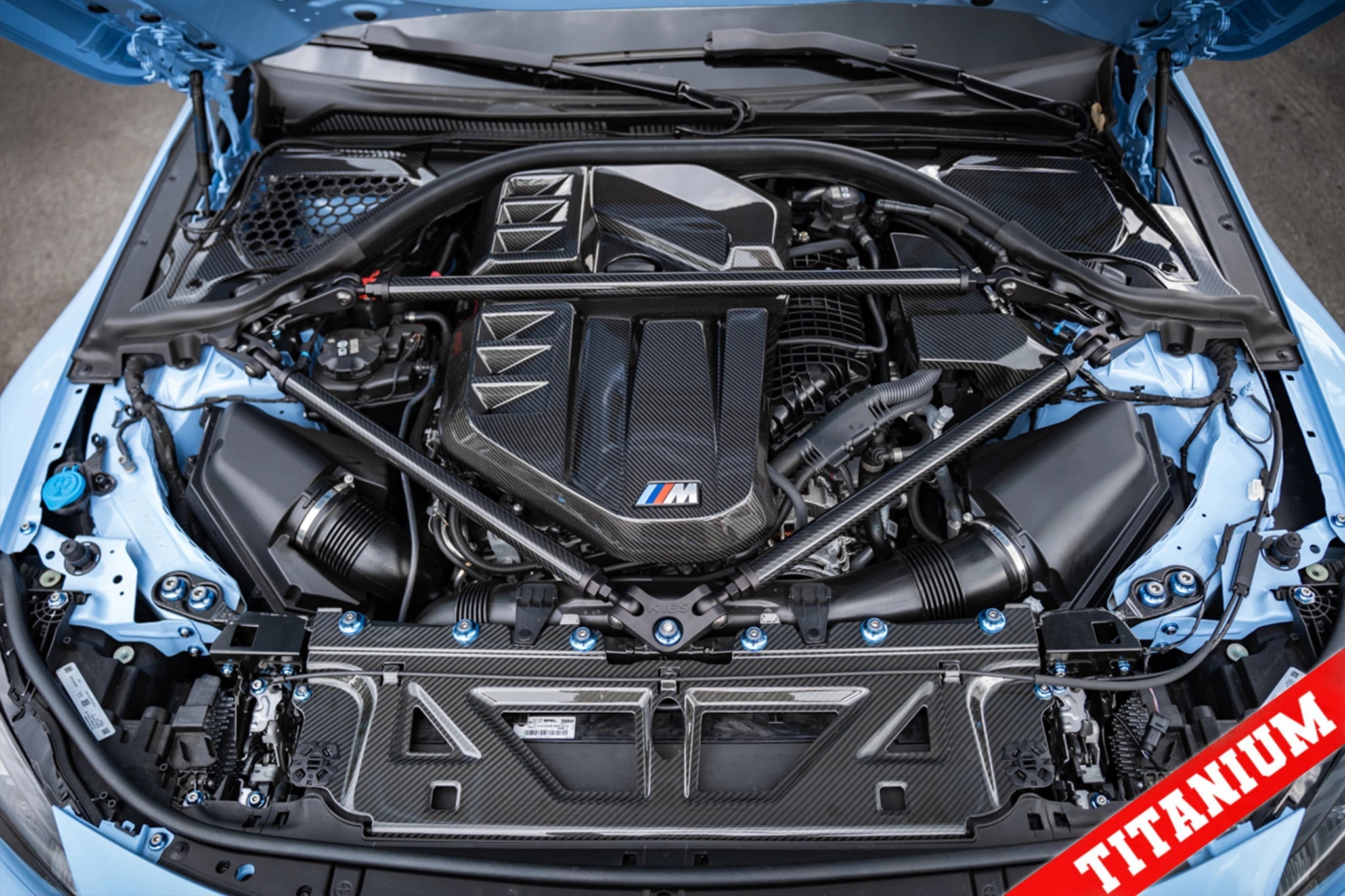 BMW M2 G87 Titanium Billet Engine Dress Up Hardware by Downstar (2023+) - AUTOID® - Vehicle Dress Up Caps & Covers - Downstar