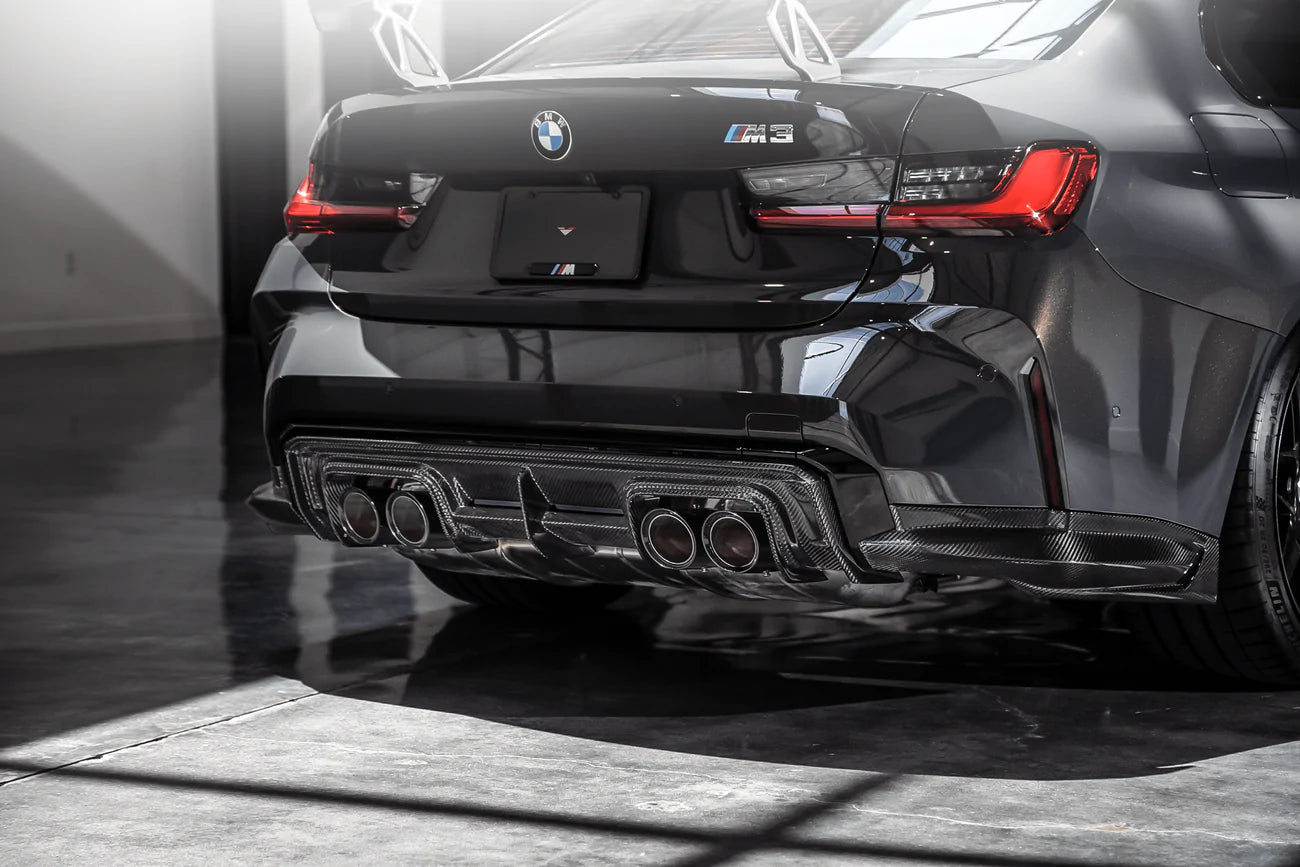 BMW M3 G80 G81 Carbon Fibre VRS Aero Rear Diffuser by Vorsteiner (2020+) - AUTOID - Rear Diffusers - Vorsteiner