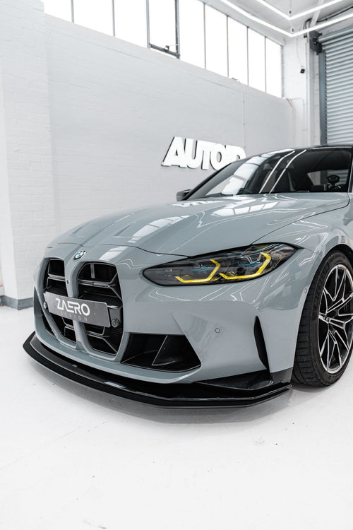 BMW M3 G80 G81 & M4 G82 G83 EVO-R Gloss Black Adjustable Track Front Splitter by ZAERO (2021+) - AUTOID® - Front Lips & Splitters - Zaero Design