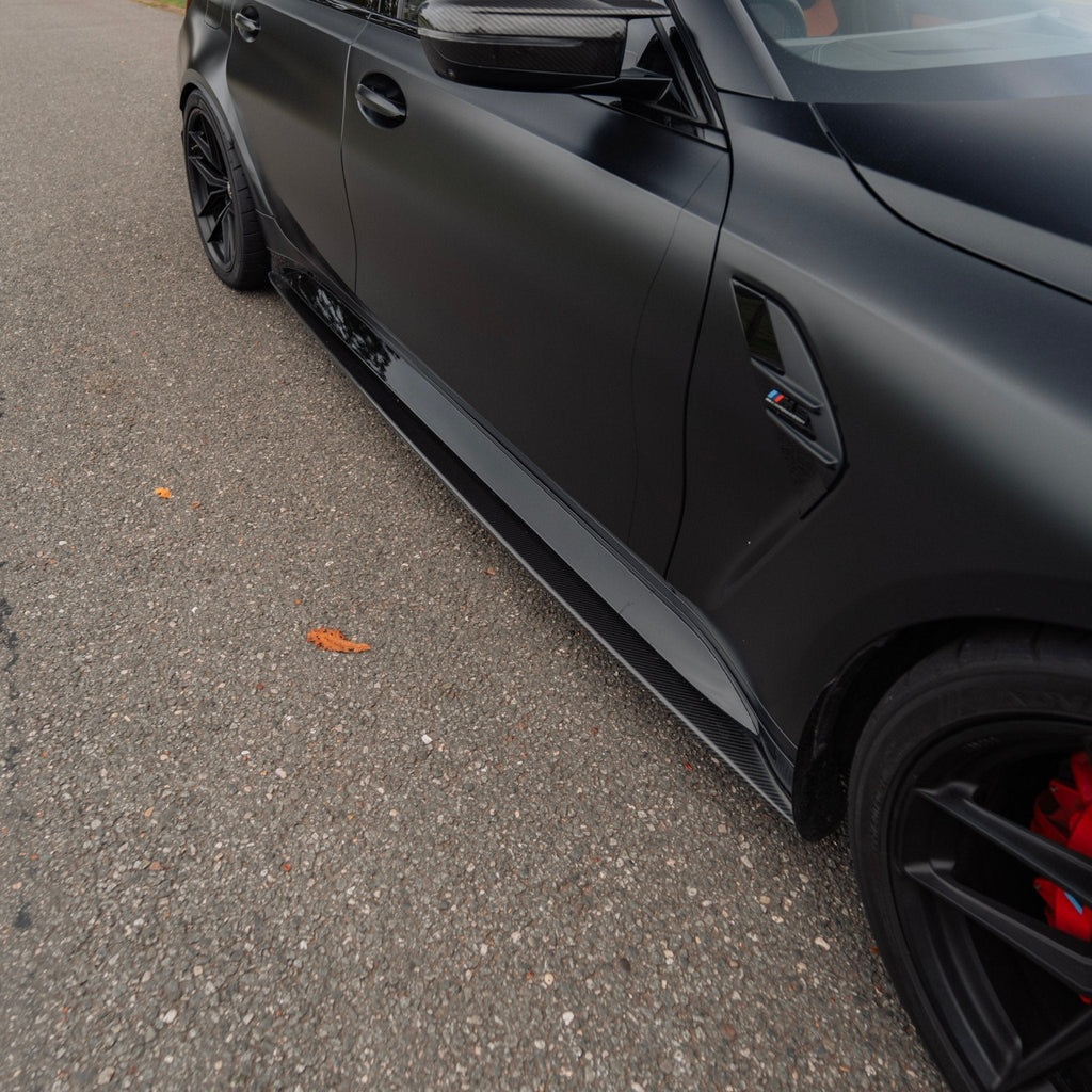 BMW M3 G80 G81 Pre-Preg Carbon Fibre PR-1 Side Skirts by TREVORA (2020+) - AUTOID® - Side Skirts & Winglets - TREVORA