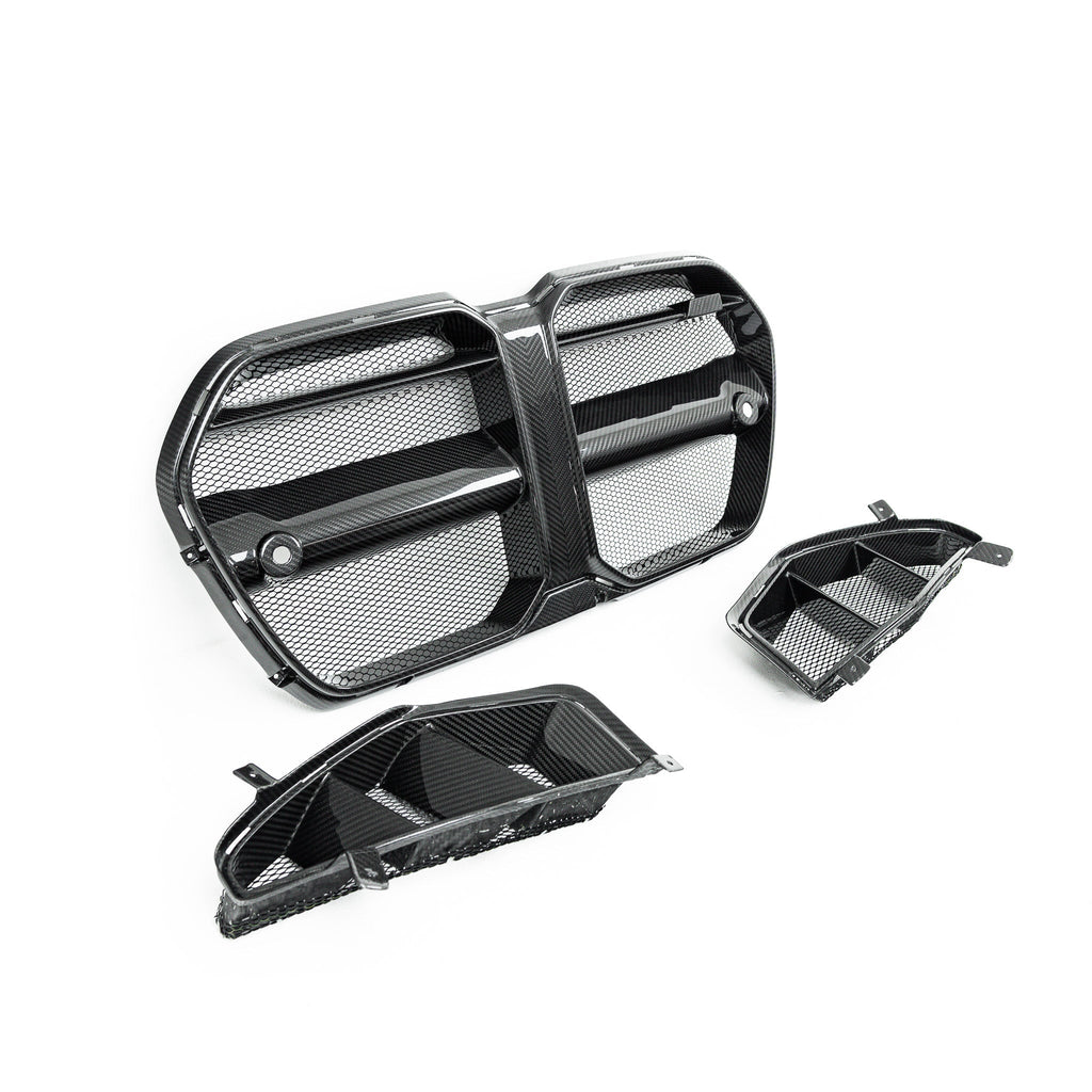 BMW M3 G80 & M4 G82 Carbon Fibre Grilles & Ducts for V1 Bumper by Adro (2021+) - AUTOID® - Front Grille - Adro