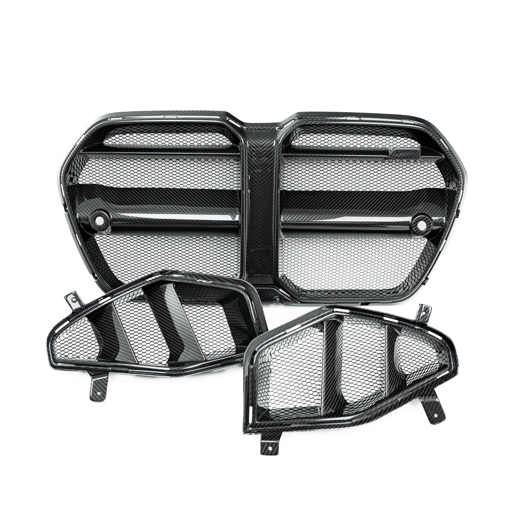 BMW M3 G80 & M4 G82 Carbon Fibre Grilles & Ducts for V1 Bumper by Adro (2021+) - AUTOID® - Front Grille - Adro