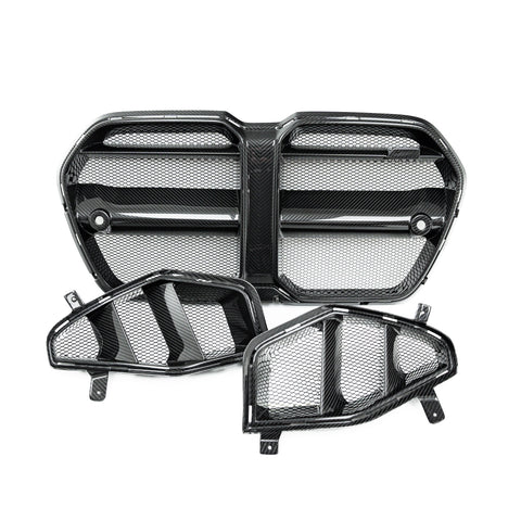 BMW M3 G80 & M4 G82 Carbon Fibre Grilles & Ducts for V1 Bumper by Adro (2021+) - AUTOID® - Front Grille - Adro