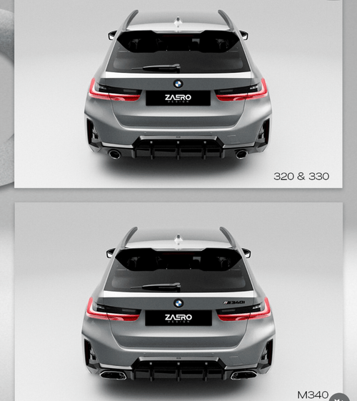 BMW M340i, 330i & 320i G20 G21 LCI EVO-1 Gloss Black Rear Diffuser by ZAERO (2022+) - AUTOID® - Rear Diffusers - Zaero Design