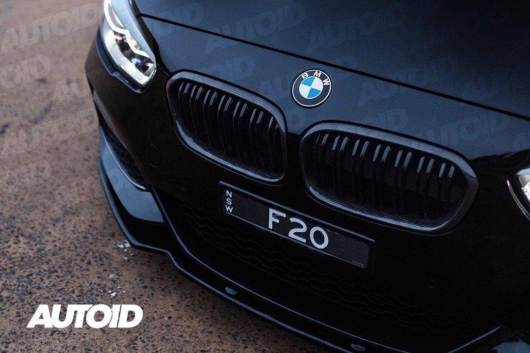 Carbon Fibre Double Slat Kidney Grilles for BMW 1 Series (2015-2019, LCI F20 F21), Front Grille, Essentials - AUTOID | Premium Automotive Accessories