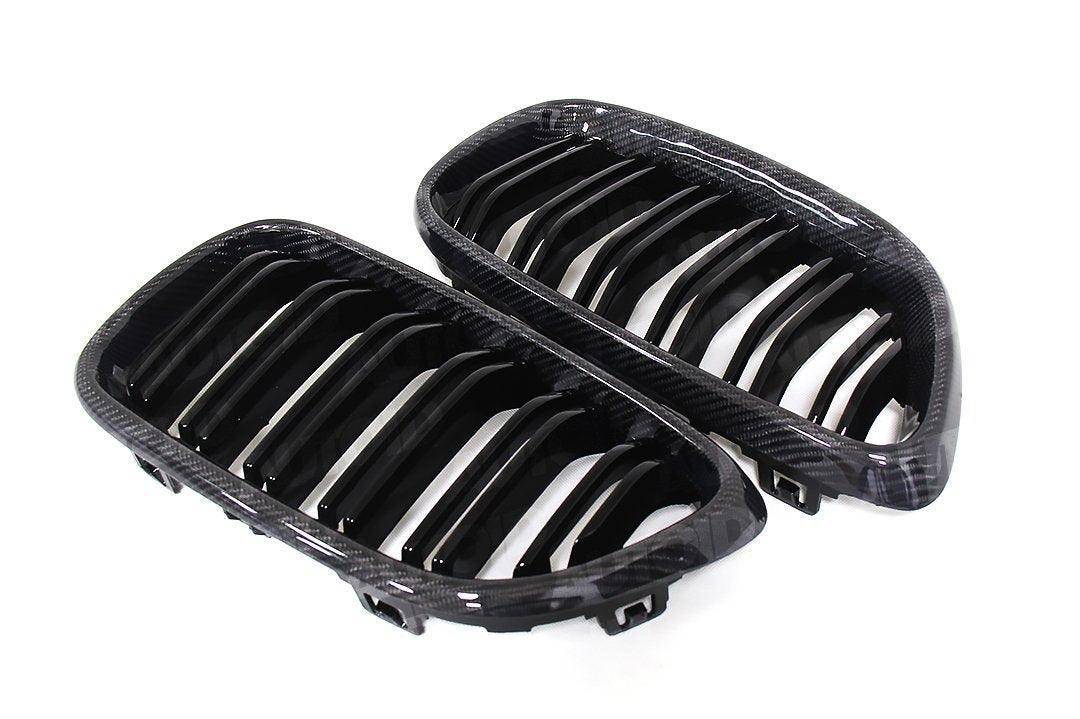 Carbon Fibre Double Slat Kidney Grilles for BMW 2 Series & M2 (2014-2020, F22 F87), Front Grille, Essentials - AUTOID | Premium Automotive Accessories