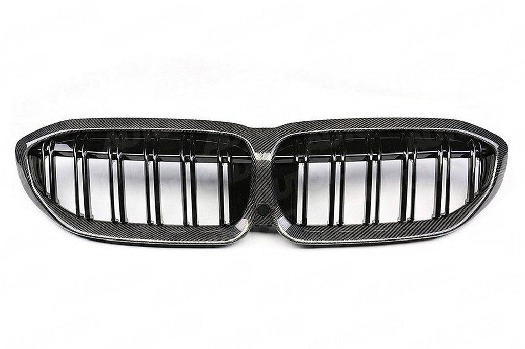 Carbon Fibre Double Slat Kidney Grilles for BMW 3 Series Pre-LCI by FORM (2019-2023, G20 G21) - AUTOID® - Front Grille - FORM Industries