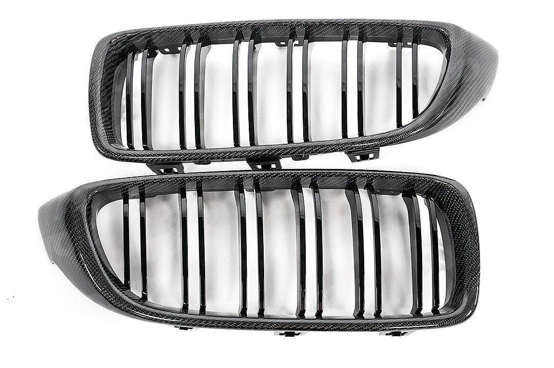 Carbon Fibre Double Slat Kidney Grilles for BMW 4 Series, M3 & M4 (2014 - 2020, F32 F33 F80 F82 F83) - AUTOID - Front Grille - Essentials